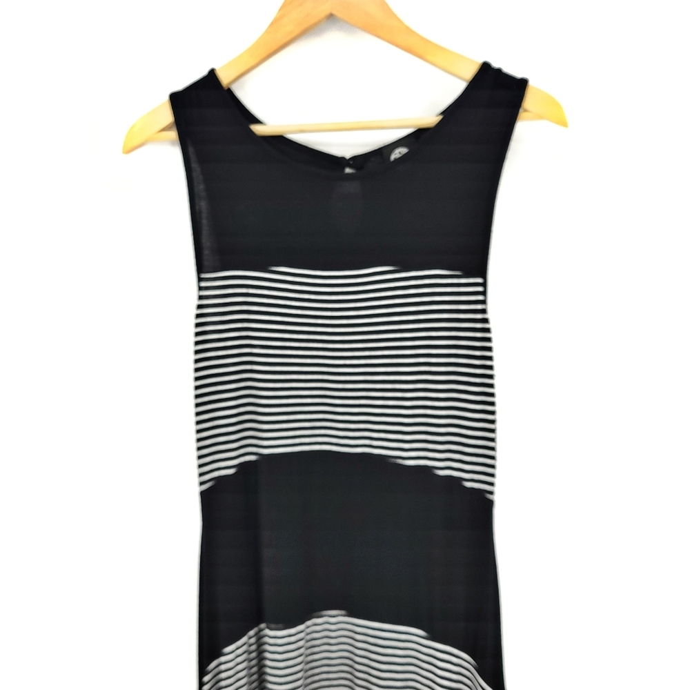 Bobeau Maxi Dress Black White Striped Hi Low S - Picture 4 of 8